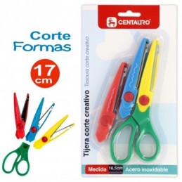 BLISTER TIJERA CORTE CREATIVO CON 3 CUCHILLAS CENT