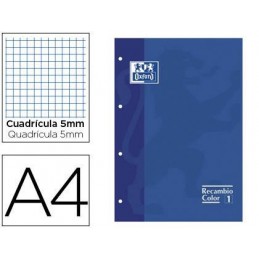 OXFORD RECAMBIO A4 80HOJAS 5x5 AZUL