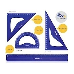 ESTUCHE DE DIBUJO 4 REGLAS MILAN FLEXIBLES AZUL