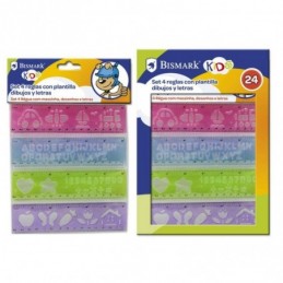 SET REGLAS CON PLANTILLA DIBUJOS Y LETRAS 4 UNID