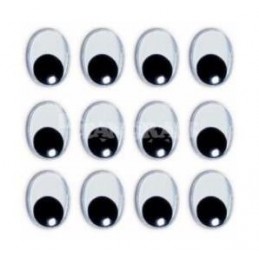 OJOS OVALADOS ADHESIVOS 20mm 20 UDS NEGRO