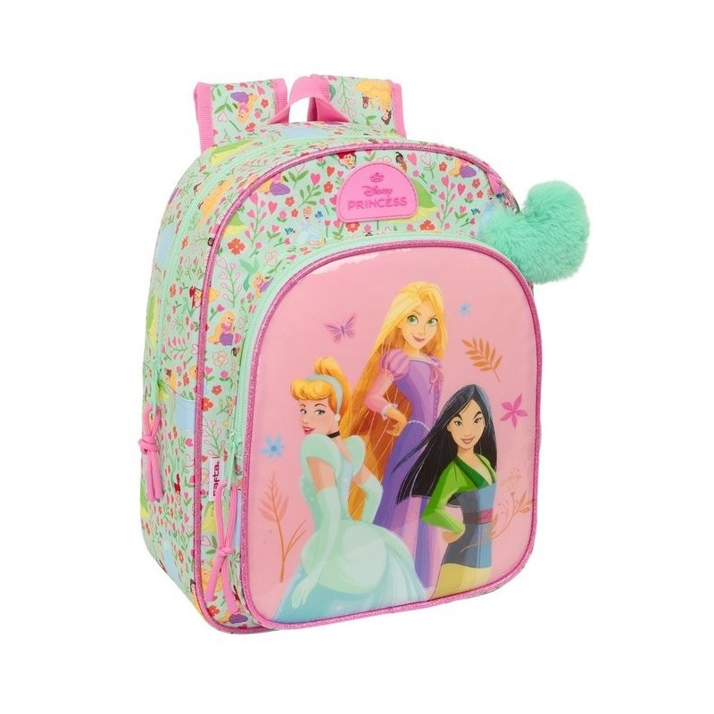 MOCHILA SAFTA INFANTIL BOL CARRO PRINCESAS 34CM