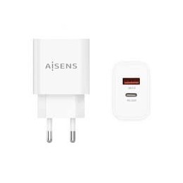 CARGADOR DE PARED AISENS 1 USB / 1USB C / 20W BLAN