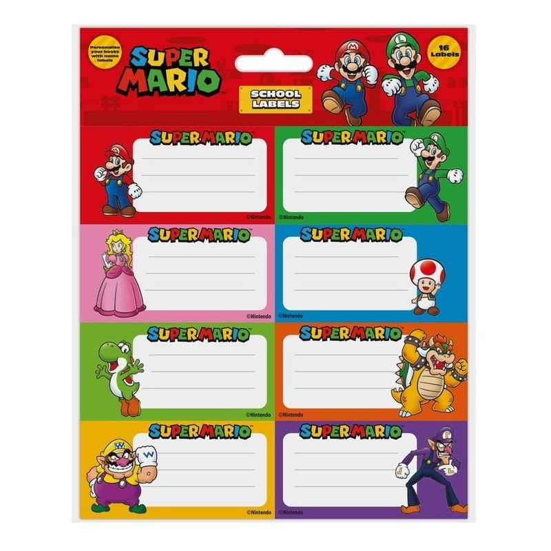 ETIQUETA ESCOLAR SUPER MARIO 16 UDS