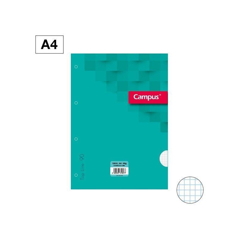 RECAMBIO A4 90GR CUADRICULA 4x4 CAMPUS UNIVERSITY