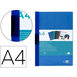CARPETA DOSSIER PINZA LATERAL PP A4 60H AZUL TRANS
