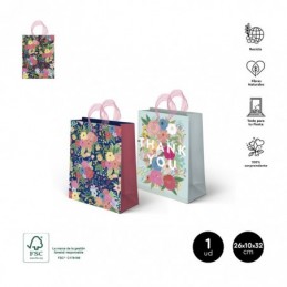 BOLSA THANK YOU FLORAL SURTIDAS 26x10x32cm 1UD