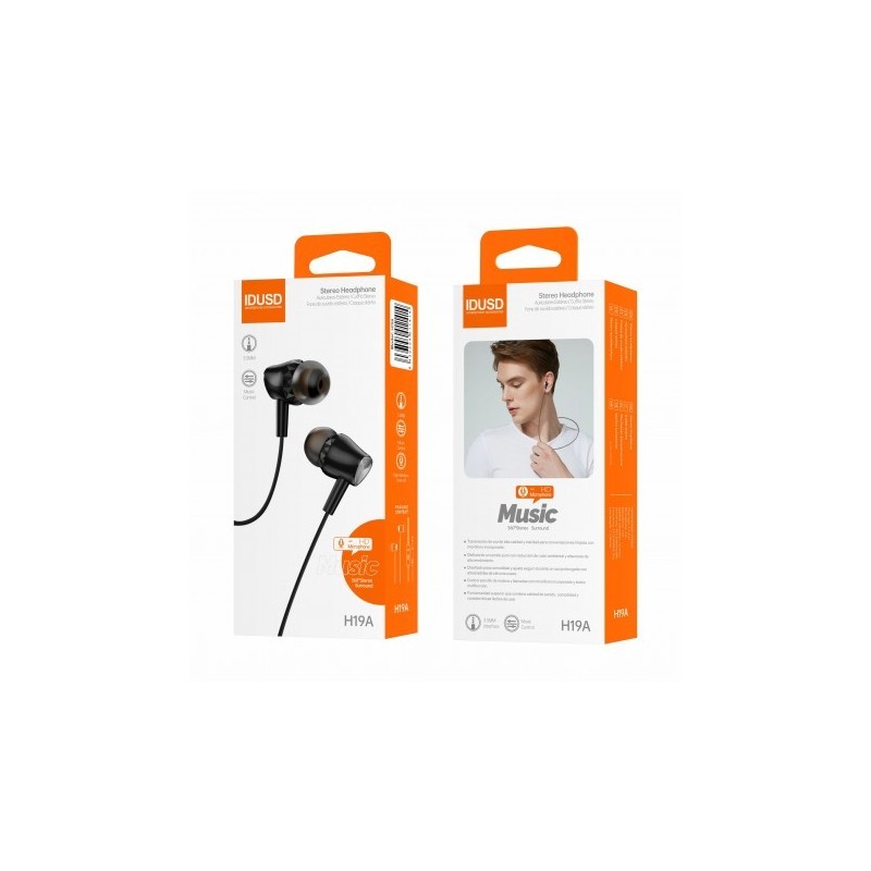 AURICULARES ESTEREO 3.5MM NEGRO H19A