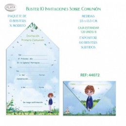 BLISTER 10 INVITACION SOBRE COMUNION NIÑO