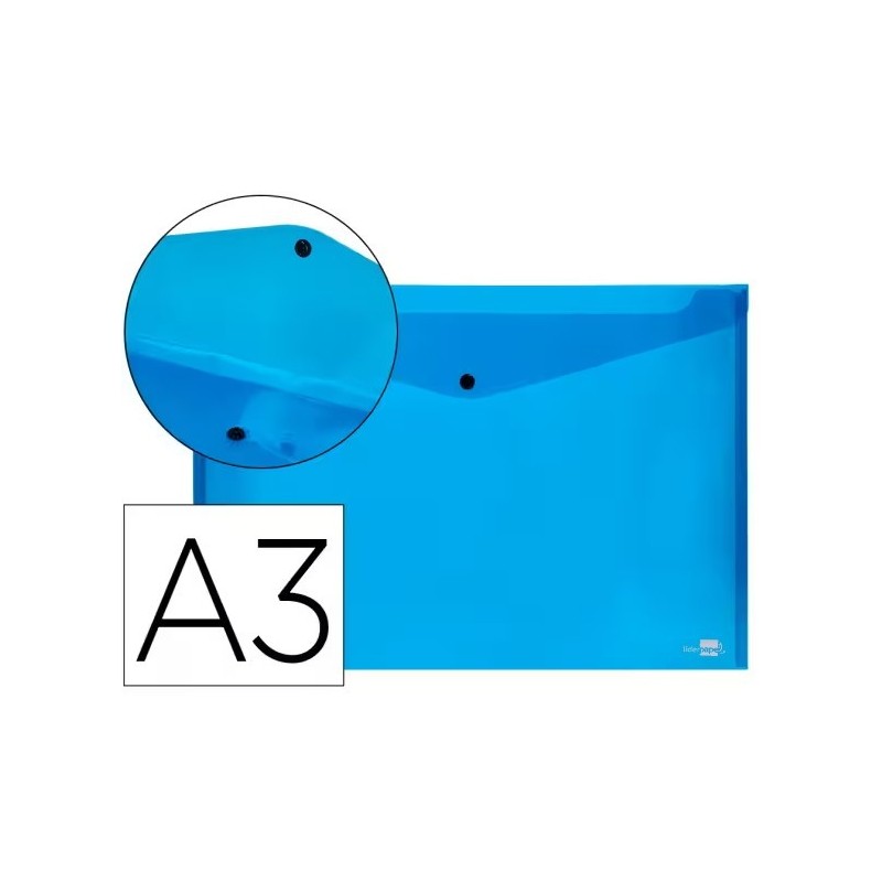 SOBRE A3 BROCHE BOTON COLOR ROJO AZUL O TRANSPAREN