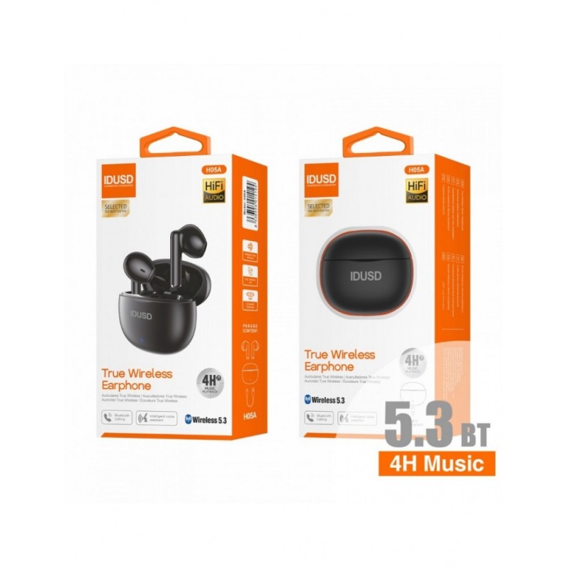 AURICULAR INALAMBRICO BT5.3 TWS 4H MUSIC H06A NEGR