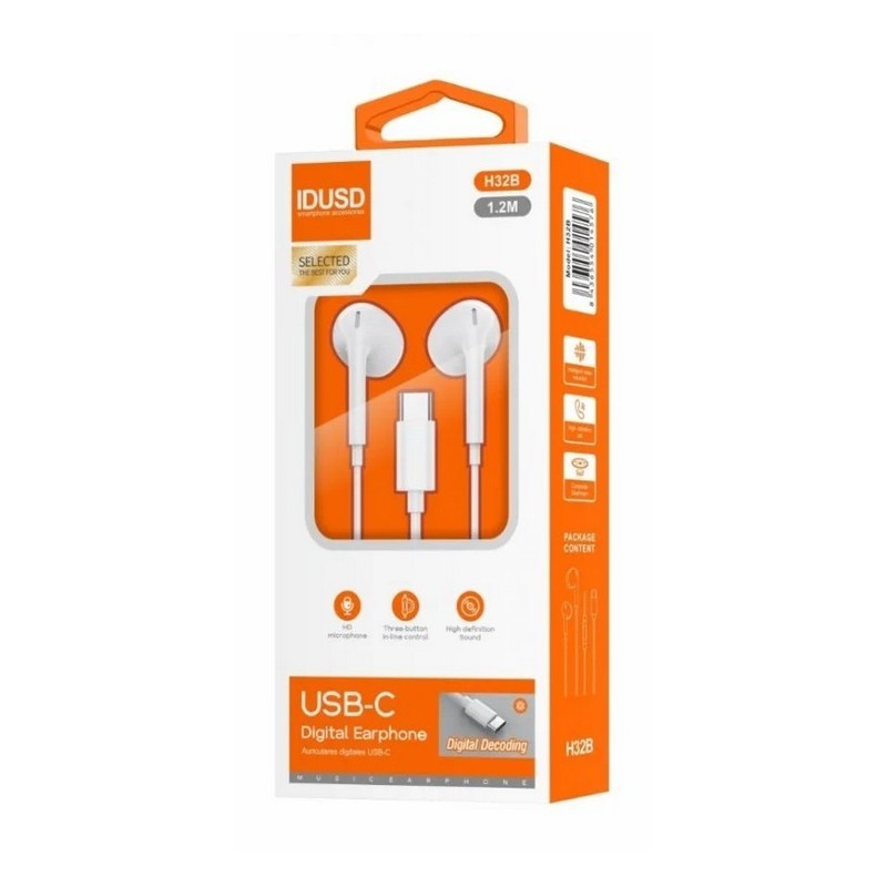 AURICULARES USB C DIGITAL IDUSD H32B BLANCO 1.2M