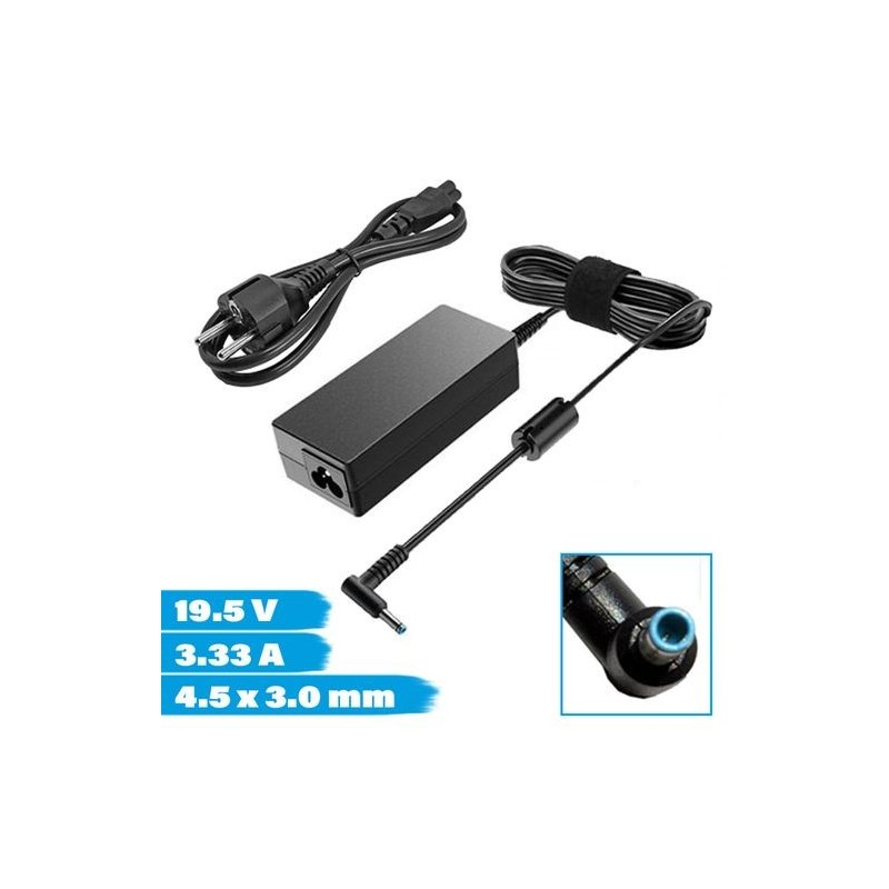 CARGADOR HP 19.5V/3.33A 4.5x3.0mm AZUL