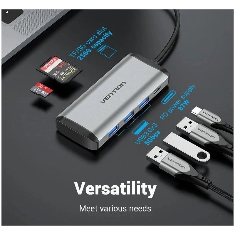 DOCKING TIPO C VENTION A 3USB/1LECTOR TARJETAS/1 C