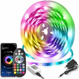 TIRAS LED 15MTS BLUETOOTH RGB 2x7.5MTS