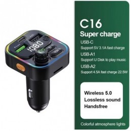 TRANSMISOR FM BLUETOOTH C16 SUPERCHARGER