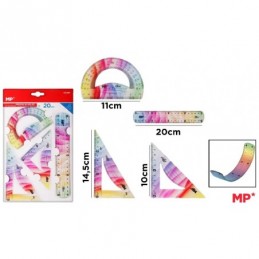 REGLAS DE DIBUJO 4 PIEZAS 20 CM FLEXIBLES COLORES