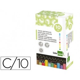 TIZA COLOR ANTIPOLVO LIDERPAPEL 10 UNIDADES