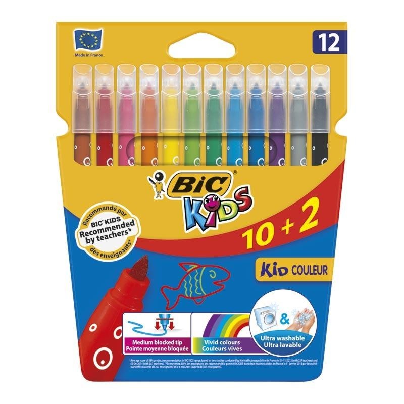ROTULADOR BIC KIDS 10+2 TINTA BASE DE AGUA LAVABLE