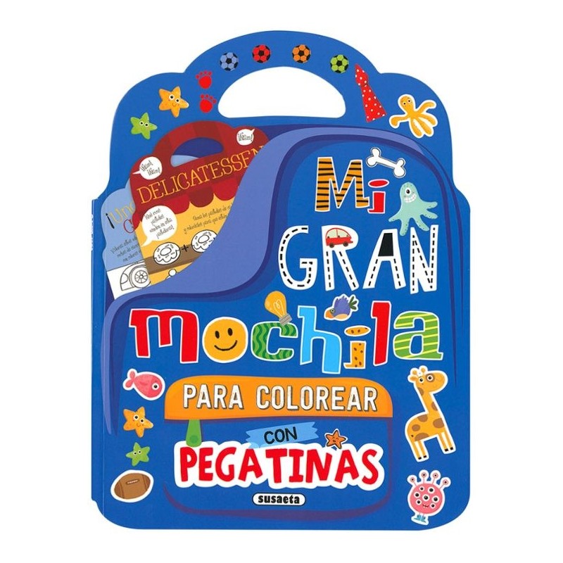 MI GRAN MOCHILA PARA COLOREAR CON PEGATINAS
