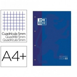 RECAMBIO COLOR A4 4/T 80H CUADRO 5MM OXFORD AZUL
