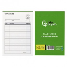TALONARIO LIDERPAPEL CAMARERO 8 CON COPIA T202
