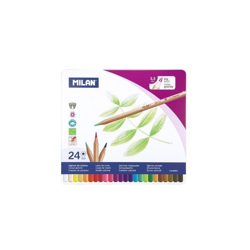 CAJA METAL 24 LAPICES COLORES MINA GRAND