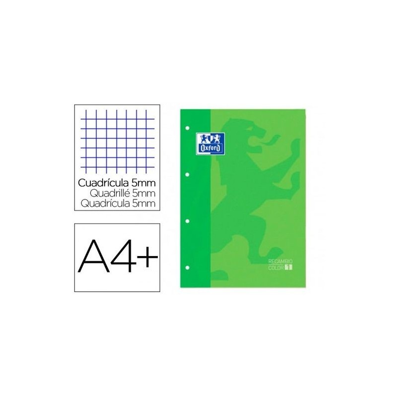 RECAMBIO COLOR A4 4/T 80H CUADRO 5MM OXFORD VERDE