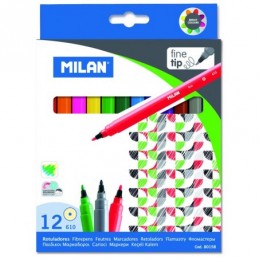 ESTUCHE 12 ROTULADORES PUNTA FINA MILAN