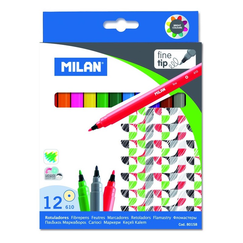 ESTUCHE 12 ROTULADORES PUNTA FINA MILAN