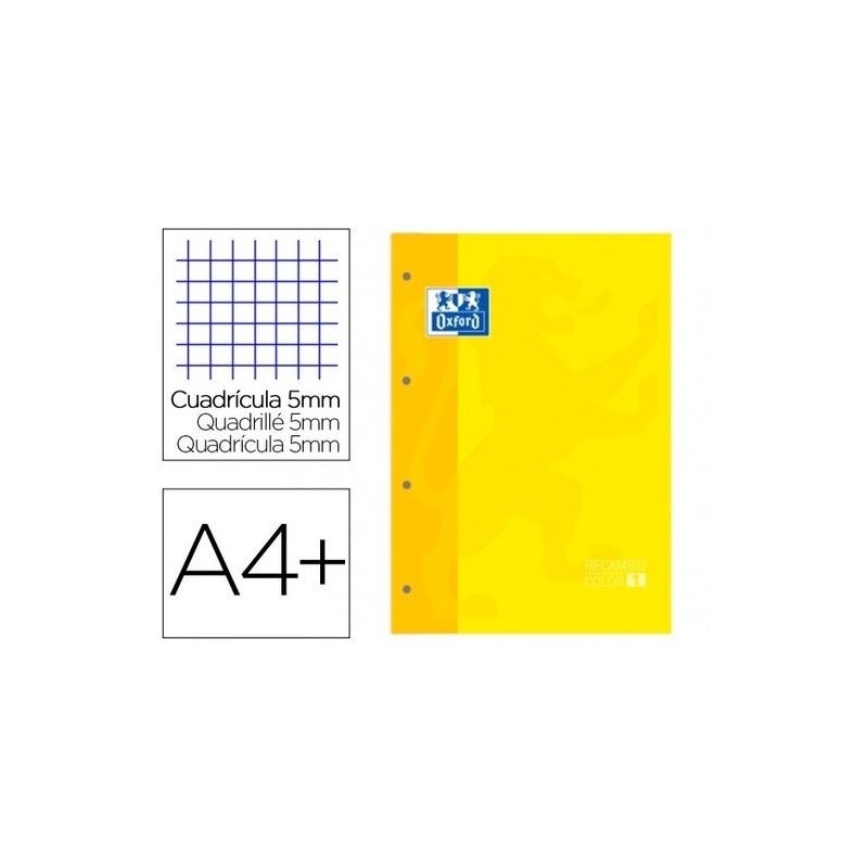 RECAMBIO COLOR A4 4/T 80H CUADRO 5MM OXFORD AMARIL
