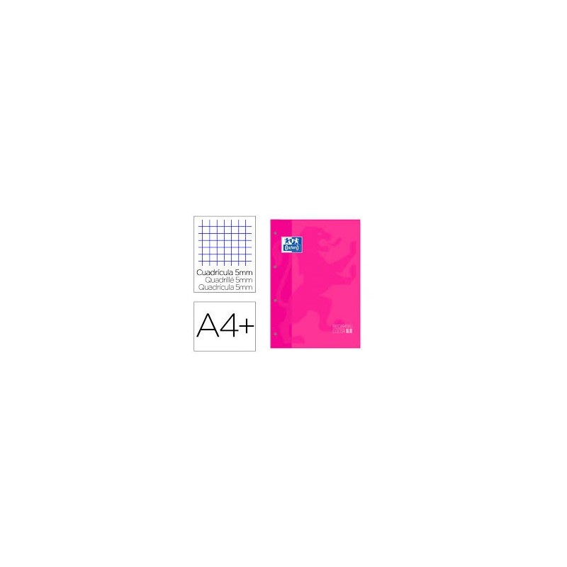 RECAMBIO COLOR A4 4/T 80H CUADRO 5MM OXFORD ROSA