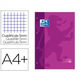 RECAMBIO COLOR A4 4/T 80H CUADRO 5MM OXFORD MORADO