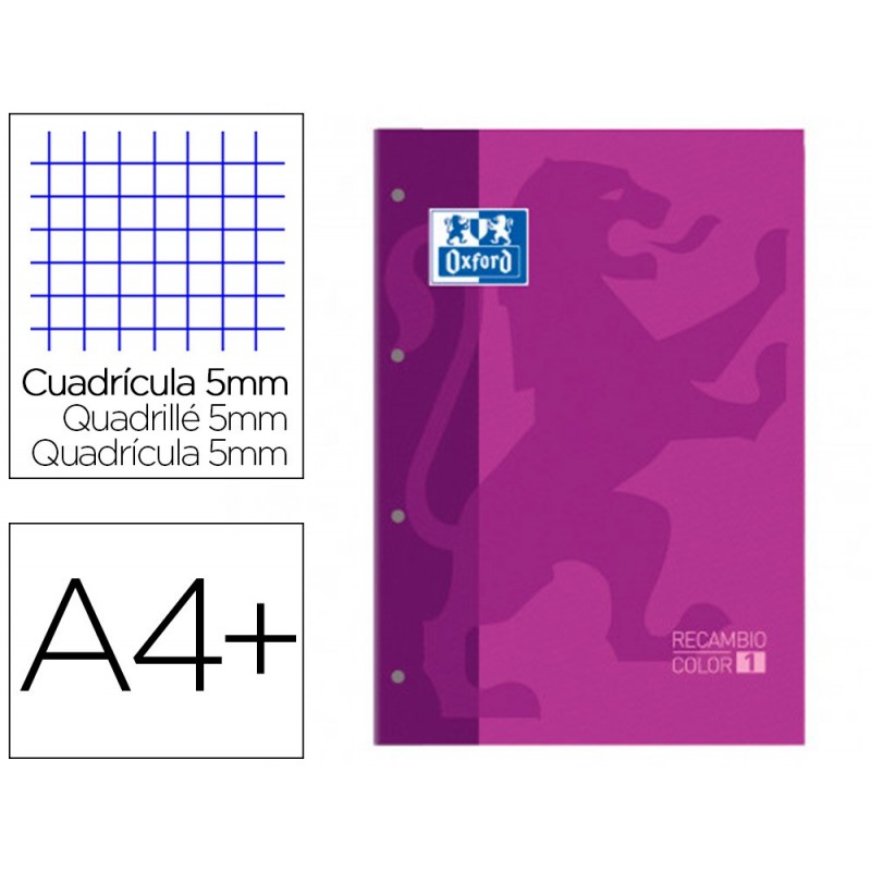 RECAMBIO COLOR A4 4/T 80H CUADRO 5MM OXFORD MORADO