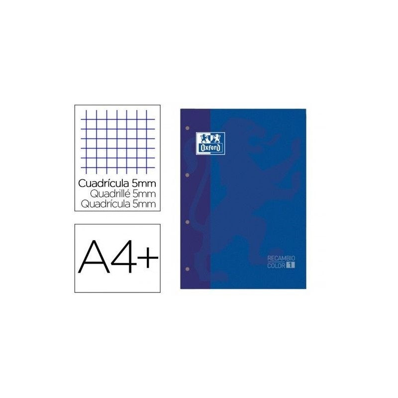 RECAMBIO COLOR A4 4/T 80H CUADRO 5MM OXFORD AZUL
