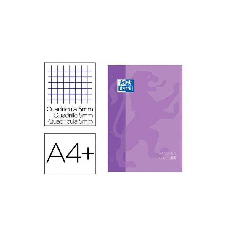 RECAMBIO COLOR A4 4/T 80H CUADRO 5MM OXFORD MALVA