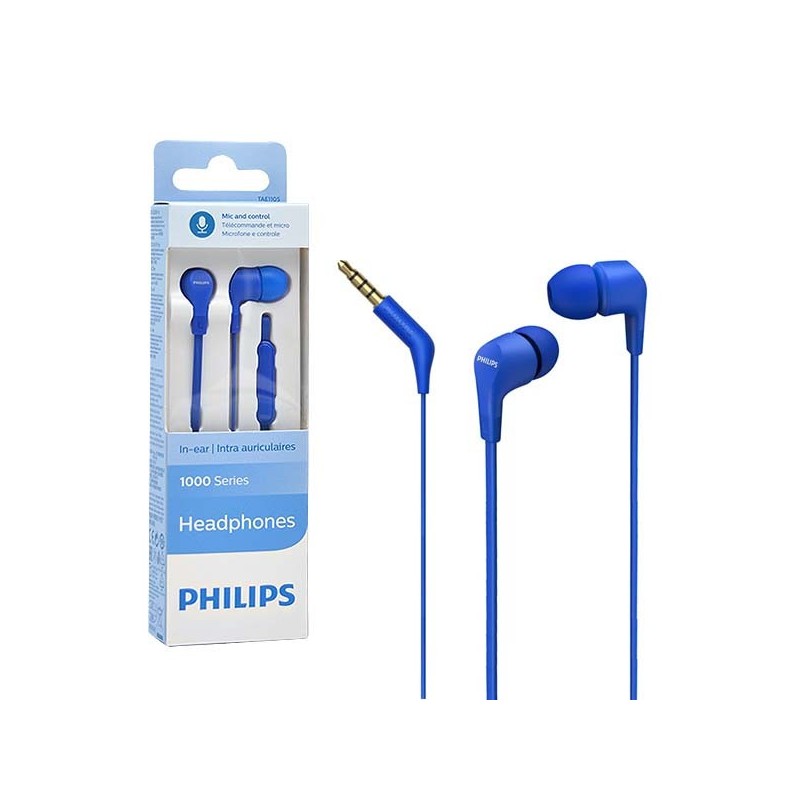 AURICULAR PHILIPS CON MICROFONO TAE1105 AZULES