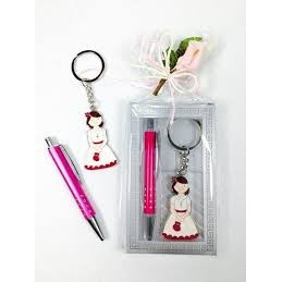 SET REGALO BOLI-LLAVERO 2501056 COMUNIÓN ROSA