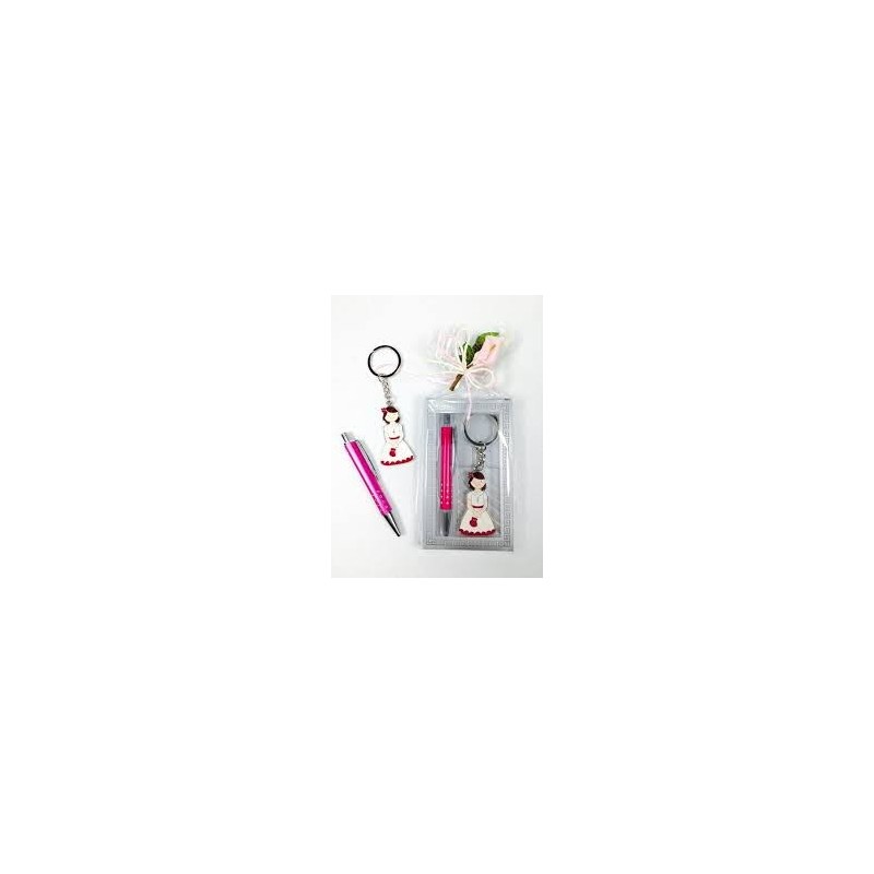 SET REGALO BOLI-LLAVERO 2501056 COMUNIÓN ROSA
