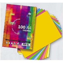 PAPEL A4 80GR 100H TAURO 10 COLORES FUERTES SURTID