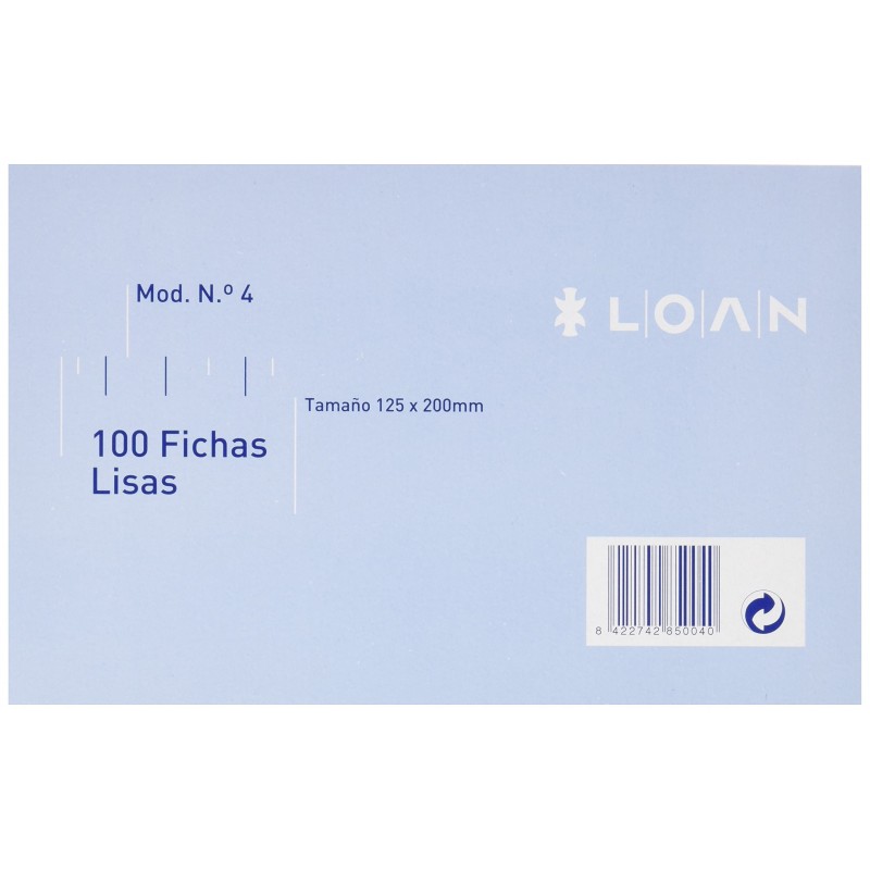 FICHA LISA 12.5x20 PAQUETE 100U