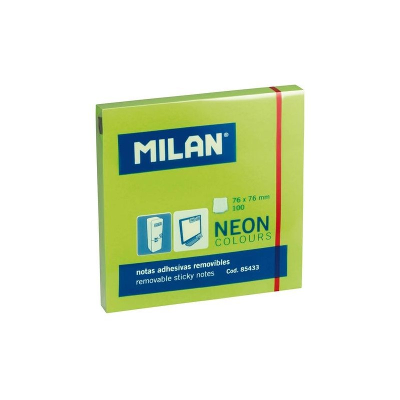 BLOC 100 NOTAS VERDE BRILLANTE 76x76mm