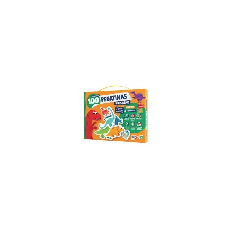 MALETIN 100 PEGATINAS Y LIBRO DINOSAURIOS