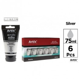 PINTURA ACRILICA TUBO 75ml PLATA METALIZADO