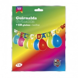GIRNALDA DE FIESTA FELICIDADES CON GLOBOS