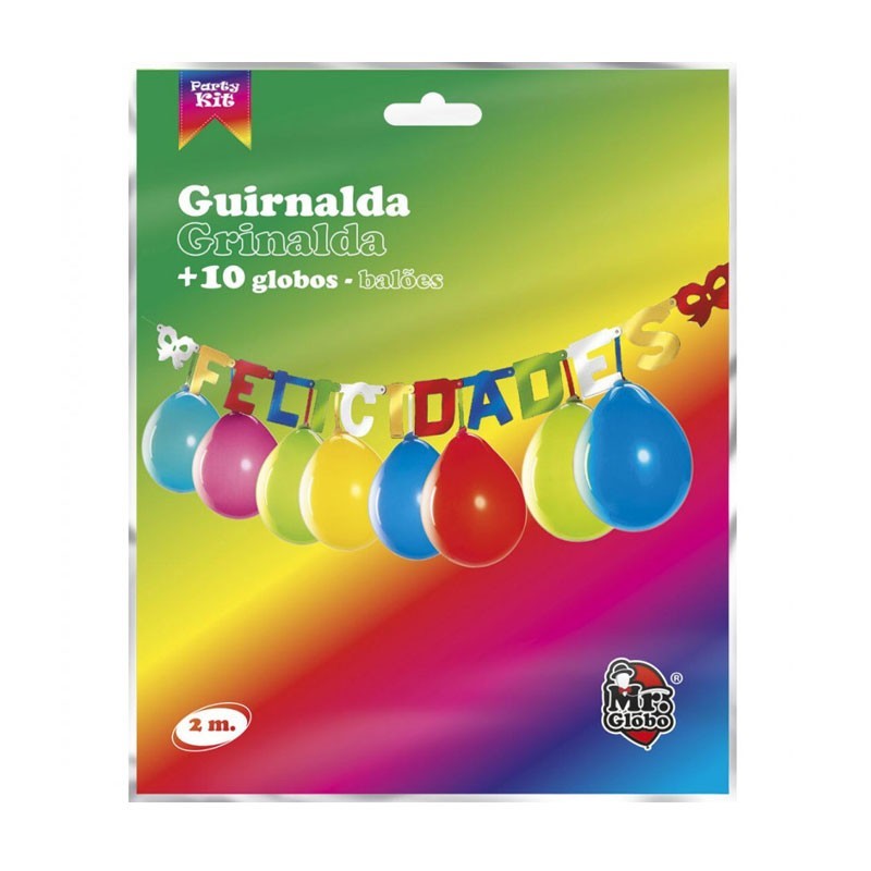 GIRNALDA DE FIESTA FELICIDADES CON GLOBOS