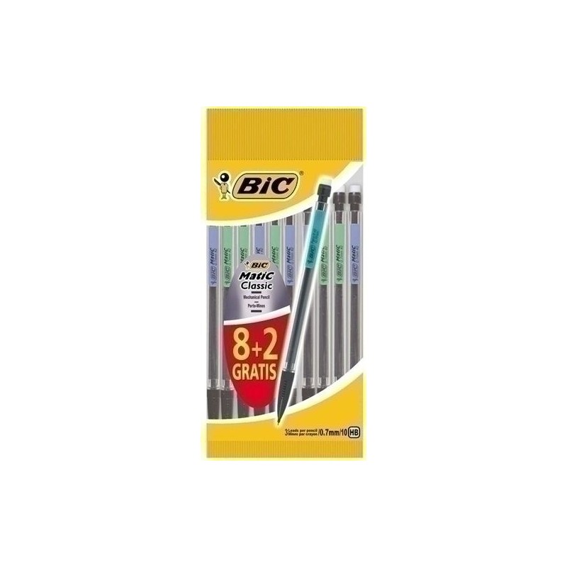 LAPICERO PORTAMINAS BIC MATIC 0.7 BOLSA 8+2 S/CA