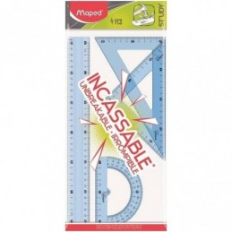 KIT JUEGO DE REGLAS 30 CM 4 PIEZAS IRROMPIBLE AZUL