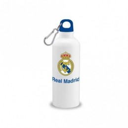 BOTELLA ALUMINIO 500ML CON MOSQUETON REAL MADRID