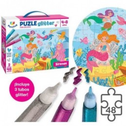PUZZLE GLITTER SIRENAS 4-8 AÑOS PARA DECORAR